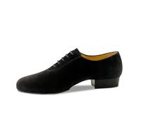 Werner Kern Pistoia - Zapatos de baile para hombre, piel de ante negro, suela dividida, tacón de bloque de 2,5 cm, fabricado en Italia, Negro , 45 1/3 EU