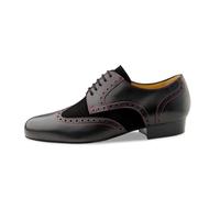 Werner Kern Trapani - Zapatos de baile para hombre (piel/ante negro con costuras rojas, tacón de bloque de 2,5 cm, fabricado en Italia), Negro , 45 1/3 EU
