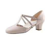 Werner Kern Zapatos de baile para mujer Cocco - Piel Beige - Normal - 4,5 cm Cuban - Fabricado en Italia, beige, 37 1/3 EU Ancho