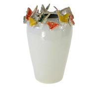 Werner Voss GmbH Jarrón con mariposa blanco de gres 22 cm moderno decoración interior elegante