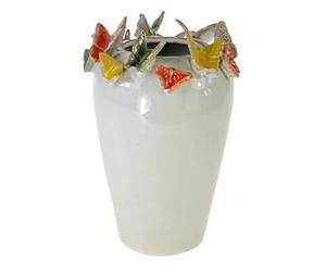 Werner Voss GmbH Jarrón con mariposa blanco de gres 22 cm moderno decoración interior elegante