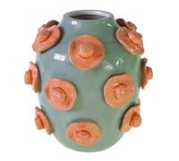 Werner Voss GmbH Jarrón con sombreros azul dolomita pintado a mano, 23 cm, decoración para vivienda moderna con estilo