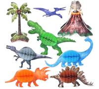 WERNNSAI Decoración de Fiesta de Dinosaurios - 8 Piezas Suministros de Fiesta de Dinosaurios para Niños Chicos Fiesta de Cumpleaños de Dinosaurio Baby Shower Centros de Mesa de Panal