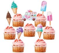 WERNNSAI Decoración para fiestas de helados, 35 unidades, decoración de tartas de cumpleaños, decoración para niñas, niños, helados, decoración de cupcakes, decoración de tartas, decoración de tartas