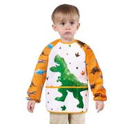 WERNNSAI Delantal Niño de Dinosaurio - Delantales para niños de 3 a 8 años Delantal Impermeable para niños pequeños con Manga Larga y 3 Bolsillos Niños Artista Delantales