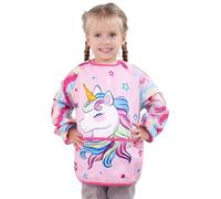 WERNNSAI Delantal Niño de Unicornio - Delantales infantiles para niñas de 3 a 8 años delantal impermeable para niños pequeños con manga larga y 3 bolsillos