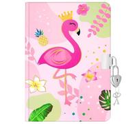 WERNNSAI Diario Secreto para Niñas con Cerradura y Llaves - Cuaderno de Flamenco A5 con Líneas para Escribir y Dibujar - Regalo Cumpleaños Escolar
