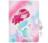WERNNSAI Diario Secreto para Niñas con Cerradura y Llaves - Cuaderno de Sirena A5 con Líneas para Escribir y Dibujar - Regalo Cumpleaños Escolar