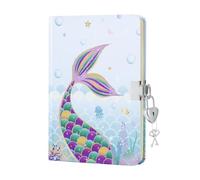 WERNNSAI Diario Secreto para Niñas con Cerradura y Llaves - Cuaderno de Sirena A5 con Líneas para Escribir y Dibujar - Regalo Cumpleaños o Vuelta al Cole