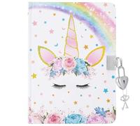 WERNNSAI Diario Secreto para Niñas con Cerradura y Llaves - Cuaderno de Unicornio A5 con Líneas para Escribir y Dibujar - Regalo Cumpleaños o Vuelta al Cole