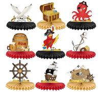 WERNNSAI Juego de 9 piezas de decoración de panal de abeja para fiesta pirata, decoración de mesa para fiestas de cumpleaños piratas, decoración de mesa para niños y niños