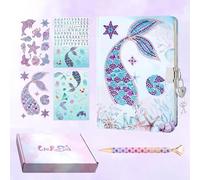 WERNNSAI Juego de Cuaderno de Diamantes de Sirena para Niñas - Diario Secreto para Nniños, Regalo de Cumpleaños y NavidadViaje Diario Privado Tapa Dura A5 Bloc de Notas Bolígrafo Pegatinas