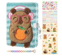 WERNNSAI Juego de Diario de Peluche de Carpincho para Niños - Cuadernos Secretos para Niñas, Incluye Bolígrafo Pegatinas Llaves y cerraduras, Cuaderno para Escribir y Dibujar, Regalo Niñas 6-8 Años