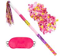 WERNNSAI Juego de piñata de 76 cm - Piñata de cumpleaños para niños, adultos, niños, niñas, rosa, bastón extra largo con venda para los ojos, confeti, decoración de fiesta de cumpleaños