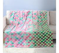 WERNNSAI Manta Que Brilla en la Oscuridad Mantas para Niños de Sirena, Manta de Franela Suave para Niños Pequeños, Regalos de Cumpleaños de Navidad para Niñas, 100 x 130 cm