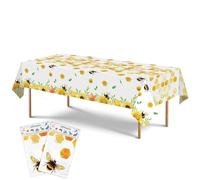 WERNNSAI Mantel de Abeja - 2 Piezas 137 x 274cm Suministros de Fiesta Abejas para Niños Niñas Decoración de Fiesta de Cumpleaños de Abeja Ducha de Bebé Cubierta de Mesa Grande Impresa