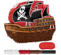 WERNNSAI Piñata Barco Pirata - Piñata Pirata Cumpleaños Niño Piñata Barco Pirata con Antifaz y Palo Accesorios Decoración Fiestas Aventura Carnaval Cumpleaños Juegos Divertidos