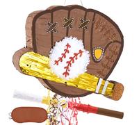 WERNNSAI Piñata Cumpleaños - Piñata Cumpleaños Infantil Set de Piñata Béisbol con Cordón Venda y Palo Decoración para Fiestas Cumpleaños Juego de Fiesta Familiar Artículos para Fiestas Deportivas