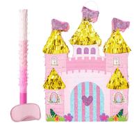 WERNNSAI Piñata de castillo de princesa, decoración de fiesta de cumpleaños de princesa, piñata rosa con venda para los ojos y murciélagos para niñas, juego de cumpleaños, suministros de fiesta de