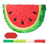WERNNSAI Piñata de sandía, decoración de fiesta de cumpleaños temática de frutas de verano, piñata de frutas con venda para los ojos y murciélago, suministros de fiesta tropical de verano, fiestas