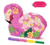 WERNNSAI Piñata flamenco - Piñata cumpleaños flamenco niños piñata flamenco rosa verano con palo antifaz decoración fiesta en la piscina Hawaii Laua selva tropical accesorios juegos fiesta