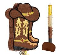 WERNNSAI Piñata - Piñata cumpleaños vaquero niño infantil piñata botas vaquero con palo y antifaz decoración fiesta cumpleaños temática del mundo occidental juego familiar fiesta