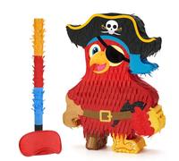 WERNNSAI Piñata pirata - Piñata de capitán pirata con venda para los ojos y murciélago para niños y niños, pirata del Caribe, suministros de decoración de fiesta de cumpleaños, fiesta de aventura