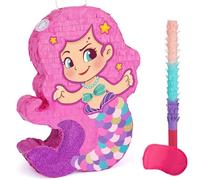 WERNNSAI Piñata Sirena - Piñata Sirena Cumpleaños Niñas Colorida Brillante Cola de Pescado Palo y Antifaz Decoración Fiestas Verano en el Océano Juegos Fiestas Cumpleaños (40 x 31 cm)