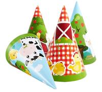 WERNNSAI Sombreros de fiesta de granja - 12 piezas de suministros de fiesta de animales de granero para niños, sombreros de fiesta para decoración de fiesta de cumpleaños de granja