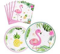 WERNNSAI Suministros de Fiesta Flamenco - Platos y Servilletas de Desechables Vajilla Cumpleaños Cena Postre para Niñas 16 Huéspedes