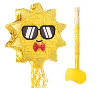 WERNNSAI Sun Pinata - Piñata reversible con venda para los ojos y palo para niños y niñas, decoración de fiesta de cumpleaños, suministros de revelación de género, baby shower