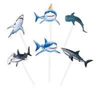 WERNNSAI Tiburón Cupcake Topper Set - 36 Selecciones Decoraciones Tartas Adornos Tartas Tiburón Niños Fiestas Tiburón Océano Cumpleaños Decoraciones Cupcakes Playa Suministros Cupcakes