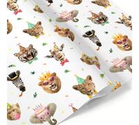 WERNNSI - Papel de regalo de animales - 6 hojas de papel de regalo de safari con motivos de animales, decoración de cumpleaños para niños y adultos, temática de safari, diseño realista, 50 x 70 cm
