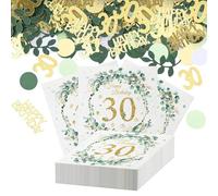 Werownsgso 20 servilletas para 30 cumpleaños, 100 unidades, decoración de mesa, color verde, 30 unidades, 30 cumpleaños, decoración Happy Birthday para hombre, mujer, fiesta, decoración, aniversario