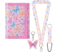 Werownsgso Brustbeutel Mädchen Geldbeutel Kinder Schlüsselanhänger Geldbörse praktische Rosa Geldbörse Mädchen mit Mehreren Fächer für Münzen Karten und Geldscheine, Rosa., En general, Mariposa