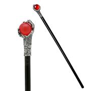 Werownsgso Varita mágica de Halloween, 78 cm, vintage, de plástico, bastón gótico, bastón de brujas, vampiro, faraón, accesorio para cosplay, disfraces, carnaval, fiesta temática (rojo)