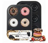 WERTIOO Juego de 2 moldes para donas, antiadherentes de 6 cavidades, molde de acero al carbono de alta calidad, para rosquillas, rosquillas, galletas, pasteles, para lavavajillas, horno, congelador