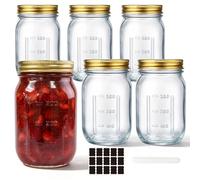 WERTIOO Juego de 6 tarros de cristal para conservas dorados con tapa, tarros de cristal de 500 ml, multiusos