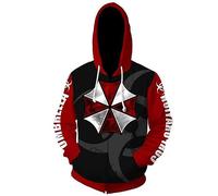 WERUN Resid.ent Evil Sudaderas Hombres con Capucha, Chaqueta de Estampado Anime para Adultos, Moda Abrigo Hoodie Suéter de Primavera y Otoño-Red A||M