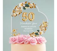 WERWAES Decoración Cumpleaños Personalizada - Happy Birthday Cake Topper para Pasteles de Cumpleaños y Bodas de Oro 50 Aniversario - Regalo Ideal para Fiestas (Style-3)