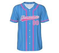 WERWAES Personalizado béisbol Camiseta Personalizada Nombre número Equipo botón Abajo Camisas de Manga Corta para Hombre Mujer
