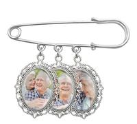 WERWAES Piezas Colgante para Ramo de Novia, Personaliza Broche Pin Regalo para la Boda, Souvenir de Boda Único, Regalo para la Novia Novio Madre Padre, Personalizar Fotos y Textos