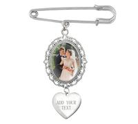 WERWAES Piezas Colgante para Ramo de Novia, Personaliza Broche Pin Regalo para la Boda, Souvenir de Boda Único, Regalo para la Novia Novio Madre Padre, Personalizar Fotos y Textos