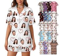WERWAES Pijama Personalizado para Mujer con Fotos - Conjunto de Pijama de Verano Manga Corta - Ropa de Dormir Divertida para el Hogar