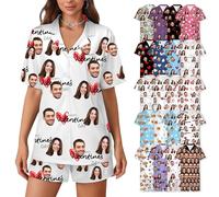 WERWAES Pijama Personalizado para Mujer con Fotos - Conjunto de Pijama de Verano Manga Corta - Ropa de Dormir Divertida para el Hogar