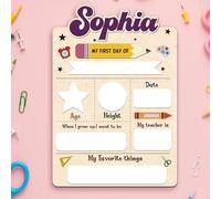 WERWAES Pizarra Personalizada Primer Día de Clase - Pizarra Infantil con Nombre Personalizado, Reutilizable, Ideal como Regalo para Volver al Cole, Decoración Infantil para Niños y Niñas