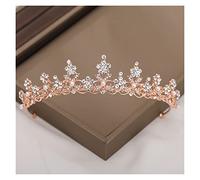 WERWER Día de imitación Flower Crown Headdress Tiara Tiara Tiara Banda for el Cabello Mujer Girl Gold Gold Crystal Boda Corona Diadema