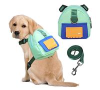 Werwing Arnés de mochila para perro con correa, transportador ajustable sin tirones para perros pequeños y medianos, dispensador de bolsas para excrementos integrado y diseño acolchado transpirable