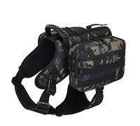 Werwing Arnés de mochila para perros grandes, mochila de senderismo impermeable con bolsillos laterales desmontables, bolsa de sillín ajustable con diseño en Y para entrenamiento, viajes y aventuras