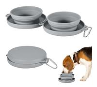 Werwing Bandeja plegable para perros 2 en 1 | Bandeja de agua y comida de silicona lista para viajar con clip de mosquetón | Comedero plegable a prueba de fugas para senderismo, camping y uso diario